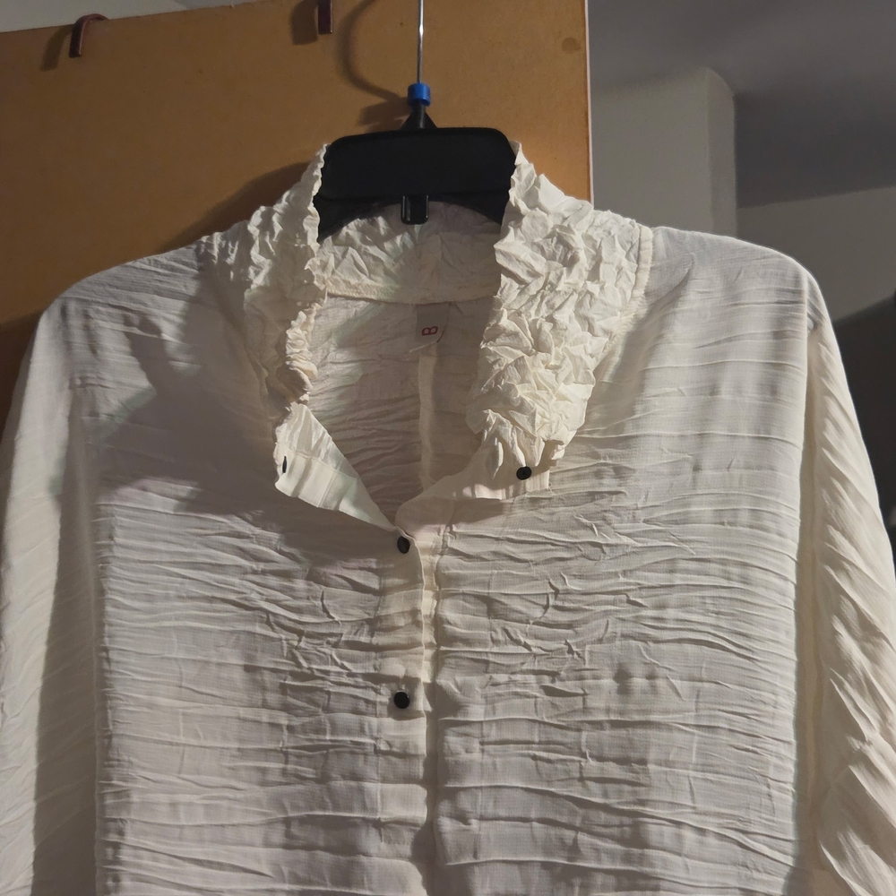 Chic Cream Ruffled Blouse - Picture 2 of 7
